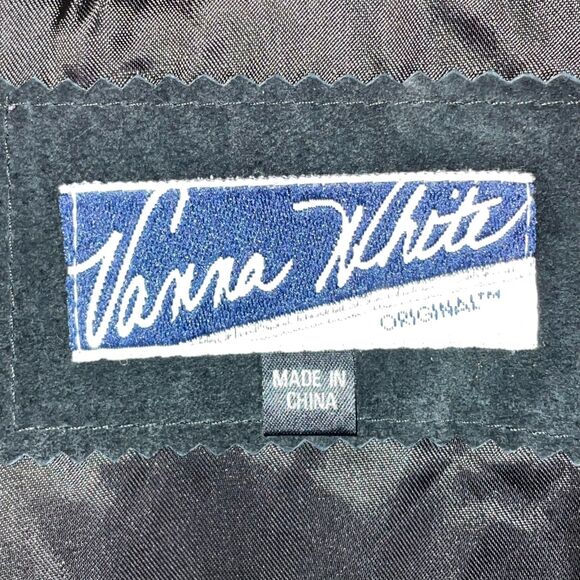 Vintage Vanna White Originals Suede Fringe Jacket Genuine Leather Black Purple - Picture 8 of 13